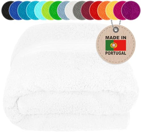 Lashuma Saunahandtuch 85x220 cm Weiß, Linz XXL Saunatuch groß, langes Badehandtuch für Spa, Hotel, Poolliege und Schwimmhalle