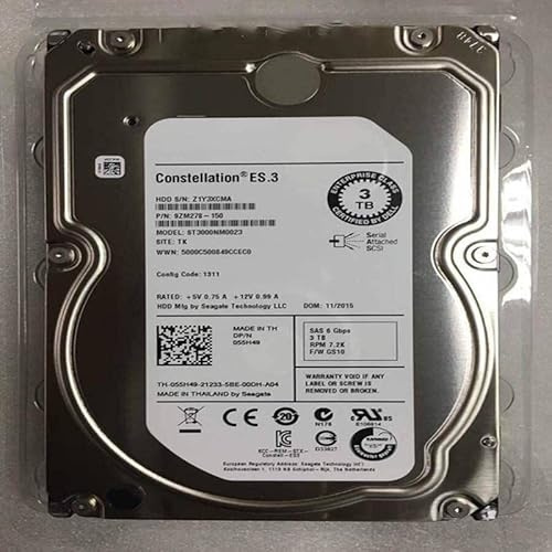MIDTY HDD für 3 TB 3,5 Zoll SAS 128 MB 7200 U/min 7 mm für interne HDD für Enterprise Class HDD für ST3000NM0023 055H49