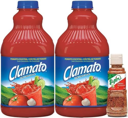 Clamato - Bottiglie di succo di pomodoro Motz Pack 2 x 945ml + Tajin Classic Mexican Condiment - Pack Promoo