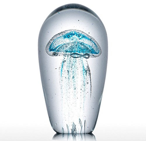 AAPIE Kristalldekoration Blaue Qualle Glasfigur Home Decor Glas Qualle Miniaturfigur Glashandwerk Geschenk für Home Office Wohnkultur