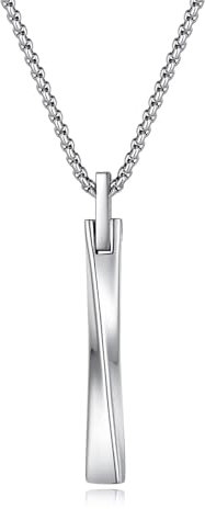COAI Simple Bar Men's Stainless Steel Pendant Necklace for Men 55cm