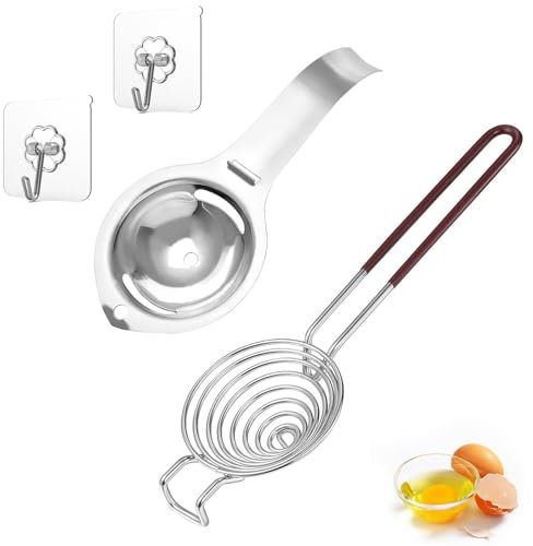 LAQWYNKB Juego De 2 Separadores De Huevo De Acero Inoxidable - Separación Práctica De Yema & Clara - Apto para Lavavajillas - Accesorios De Cocina Y Repostería