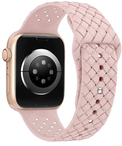 MaEiol Silicone Bracelet pour Apple Watch 41mm 40mm 38mm /Series 10 42mm, Bracelets Respirant Souple Replacement Femmes Hommes pour Apple Watch SE/Series 10 9 8 7 6 5 4 3 2 1 - Rose