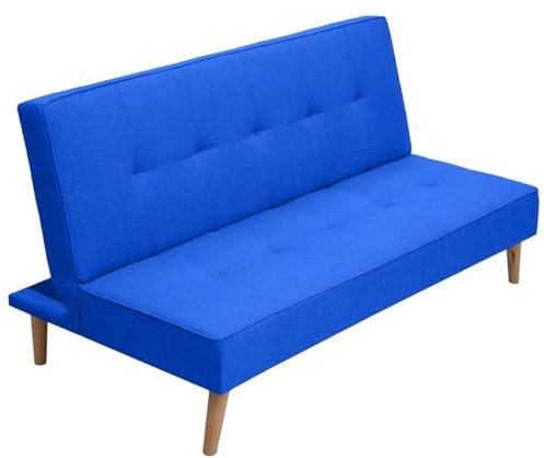Homey - Sofá Cama Clic Clac Tipo Libro de 3 Plazas Modelo Elvira, Diseño Moderno, Práctico y Funcional, Azul