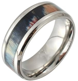 Aotiwe Verlobungsring Damen, Ring Damen Vintage Holzmaserung Silber aus Edelstahl Größe 52 (16.6)