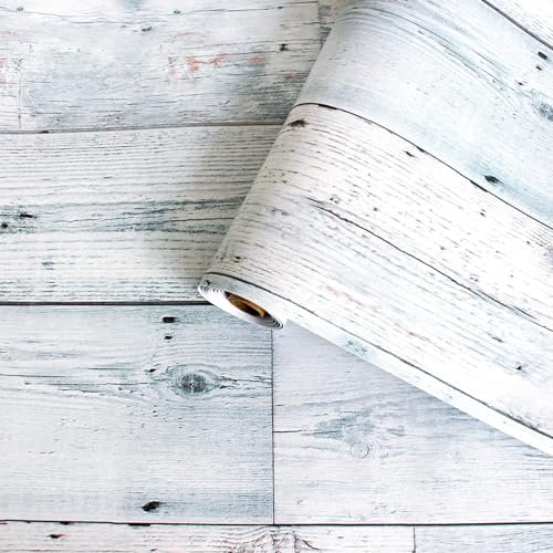 WANMAVIS Peel and Stick Wallpaper,Greyish-Green Vinyl wrap Wallpaper Self Adhesive Wallpaper Wood Effect Sticky Back Plastic Wood Vinyl Wrap Film Decorative Furniture Sticker44.5x1000cm