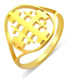 EUEAVAN Jerusalem Kreuz Ring für Frauen Jerusalem Kreuzritter Ring für Männer Jerusalem Medaille Griechisch Mittelalterlich Christlicher Religiöser Schmuck Taufe Geschenk (Kreuzritter Ring gold, 7)