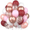 60 Stück Luftballons Weinrot Rosegold, Burgund Rot Rosegold Rosa Weiß Latex Luftballon, Dunkelrot Rosegold Konfetti Helium Ballons für Mädchen Frauen Geburtstag Hochzeit Baby Shower Deko