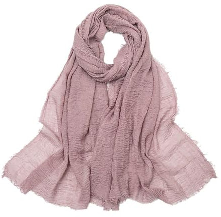 Wambere Damen Schal 90 x 175cm Einfarbiger Schal aus Baumwolle und Leinen Tuch Kopftuch Stola Schals Damenschal Schaltücher Halstuch Scarves für Frühling Sommer Herbst Winter Tägliches Tragen,Altrosa