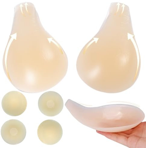DAILISHA Invisibilein Reggiseni Adesivi,Reggiseno Push Up in Silicone,Reggiseno in Silicone Riutilizzabile per Seni Grandi (Beige, D)