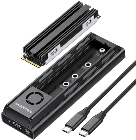 GRAUGEAR 20Gbit/s Dockingstation für M.2 NVMe & SATA SSD, USB3.2 Gen2x2 20Gbps, Unterstützt M.2 2280/2260/2242/2230, Kühlung, werkzeuglos
