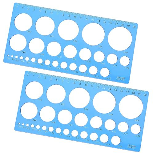 JIEYAO 2 Stück Kreisschablone zum Zeichnen,Kreis Schablone Vorlage Messschablonen Lineale Multifunktionales Runde Geometrisches Schablonenlineal für Büro Schule Bau Schalung Zeichnungen Zeichenlineale