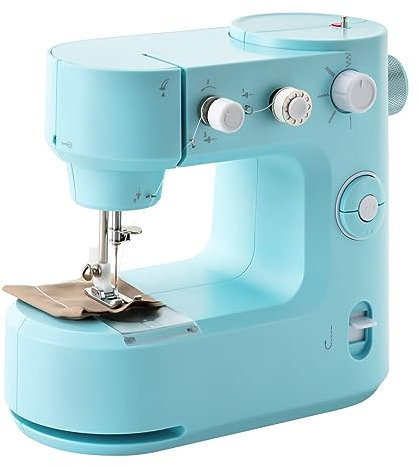 Kleine Elektrische Tragbare Nähmaschine, Freiarm,Nähmaschine für Anfänger,Haushaltsnähmaschine,Multifunktionsnähmaschine,Automatischer Aufzug (Blau)