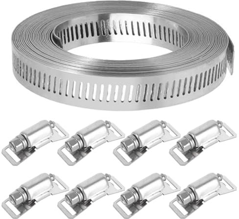 Zasvec Fascette Stringitubo Regolabile 5 Metri Fascette Metalliche Stringitubo Regolabili con 8 Fissaggio Fascette Stringitubo in Acciaio Inox Fascetta in Metallo per il Collegamento Tubi, 12.7mm