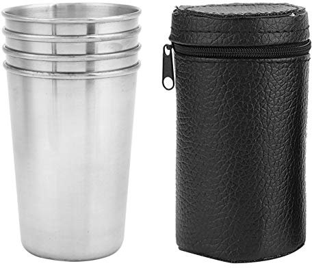 ZAICOLER Campingbecher, Edelstahl Campingbecher Campbecher mit 4 Stück für Outdoor-Campingreisen ((Große Viererpackung))