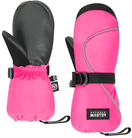 OutdoorMaster - Manoplas de esquí para niños, guantes de nieve impermeables térmicos para invierno para niños y niñas, para esquí, snowboard, deportes de invierno