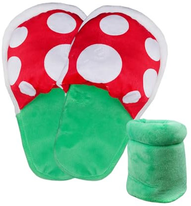 Sarini Pantofole Piranha Abbigliamento per la casa Pianta a forma di fiore Scarpe cosplay cannibali con presina - Pantofole modello unico e mocassini cuciti per regali di Natale