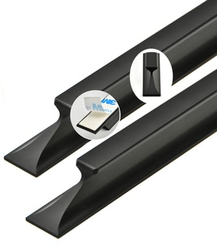 ZYFH8992 2 Stück Schrankgriffe selbstklebend Lochfreier Griff Glas-Schiebetür Aluminium Garderobe Griffe Trapezförmig abgeschrägtes Design SchubladenKnöpfe Türgriff für Kleiderschrank (120mm,Schwarz)