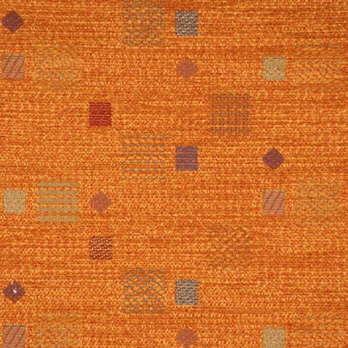 SCHÖNER LEBEN. Möbelstoff Bezugsstoff Chenille WALSUM Kästchen orange 140cm Breite
