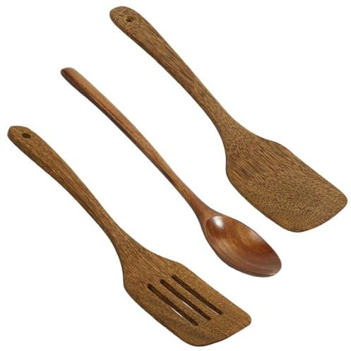2 Pieces Cooking Spatula, 1 Piece Wooden Wooden Spoon, Chef Wooden Spatula, Wooden Kitchen Set, Cooking Non-Stick Spatula Set, Kitchen Aid Tools