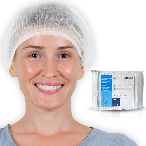 SANTEX 100/300 Cuffietta Chirurgica – Capello Chef – Cuffia Chirurgica – Cuffia Monouso – Capello Da Chef – Tappi Per Alimenti – Cuffieta Monouso – Cuffia Capelli – Cuffiette Chirurgiche (100)