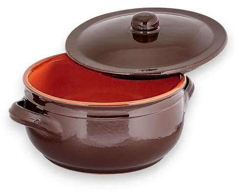 Briconess.com Tegame ciotola in terracotta con rivestimento ceramico per tutti i tipi di cotture Brunella - 30 cm