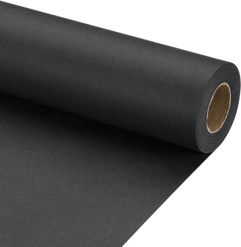 PATIKIL Geschenkpapier 17 x 450(37') 70 GSM Bastelpapierrolle Kraft Packpapier Für Poster Pinnwand Geschenkverpackung Schwarz