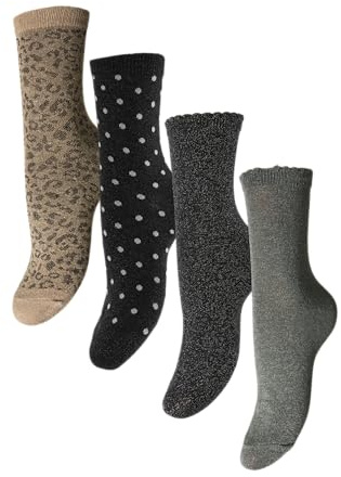 PIECES Damen Pieces Female Socken Pcsebby Pcsebby Glitter Long 4-Pack Mix Noos Bc (4er Pack)