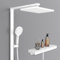 EMKE Colonne de Douche Thermostatique, Douche Manuelle 4-en-1, Barre de Douche avec Plaque Thermostatique de 40 cm, Douche Pluie Thermostatique,Blanc Mat, 1050x401x573mm, Écran Numérique