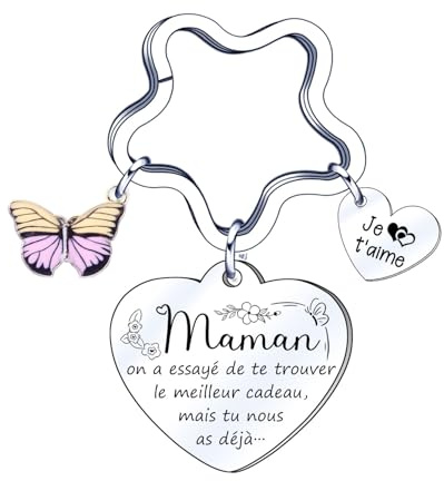 ZYMGUO Maman Porte clef Cadeau Maman Porte-clés Cadeau fete des meres Cadeau Anniversaire Maman Porte clef Idee Cadeau Personnalisé Maman mere Je t'aime Maman