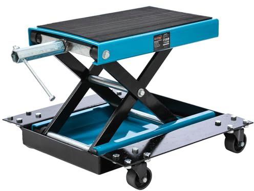 KATSU Tools Motorcycle Lift Jack with Dolly, 500kg Dirt Bike Lifting Stand