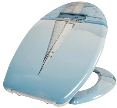 SINOBATH Siège de toilette premium en forme de O avec fonction de fermeture douce et charnières en acier inoxydable – Fabriqué en Duroplast de haute qualité