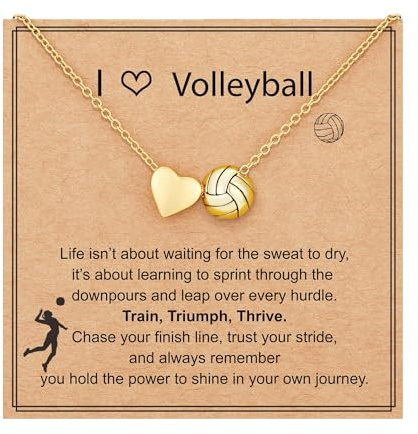 RIXERKOC Kette Gold Damen, Verstellbar 14K Vergoldet Herz Kette mit Volleyball/Basketball/Fußball/Softball Sport Schmuck Geschenk für Frauen Mädchen