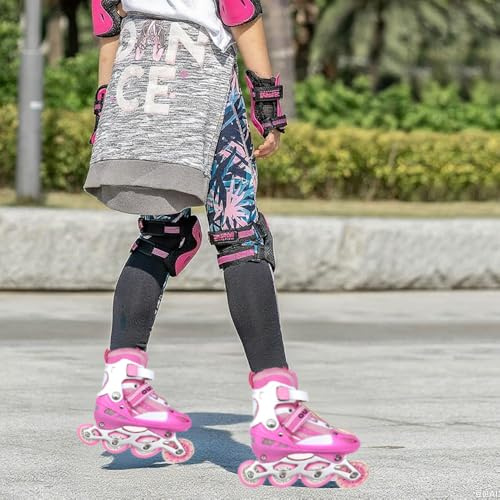 Inline Skates für Kinder und Erwachsene,Kinder Inliner, Kids-Inliner verstellbare Inline-Skates für Erwachsene und Jugendliche, Renndesign für Damen Herren Größe S – Rosa（27-32）