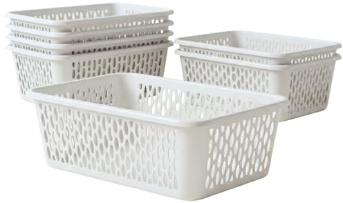 BERLONA Aufbewahrungskorb Kaja, 6er Set, 25 x 16 x 8 cm - Weiß | Ordnung in Schublade, Küche und Bad, flexibler und formstabiler Kunststoff, offenes Format für schnellen Zugriff
