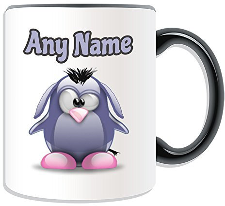 Personalisiertes Geschenk – I-Aah Tasse (Pinguin-Cartoon-Figur, Kostüm-Farboptionen), einzigartige Namensnachricht, albern, lustig, Superheld, Super-Esel