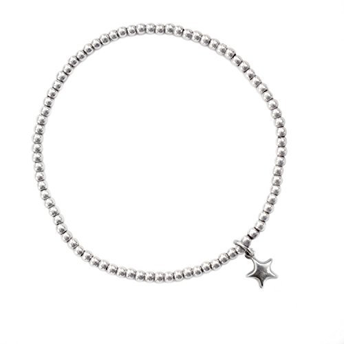 Beau Soleil Jewelry 925 Sterling Silber Schmuck Damen Armband Kugelarmband mit Charm Stern Anhänger Star Bracelet Symbolschmuck (17)