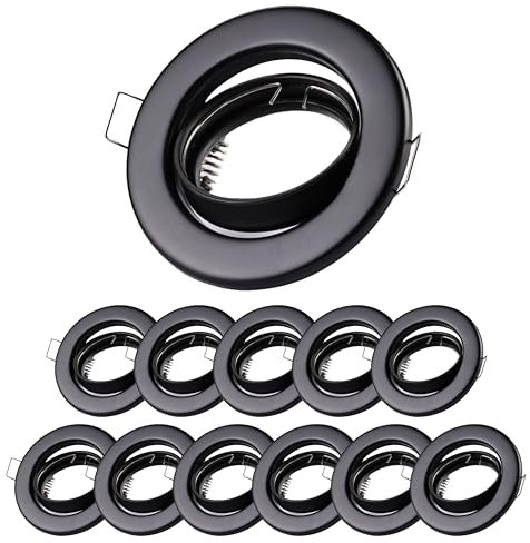 Sweet Led Einbaustrahler GU10 12er Set – schwenkbare Deckenspots 230V Schwarz matt – Einbaurahmen Ø68 mm inkl. GU10 Fassung – geeignet für LED und Halogen