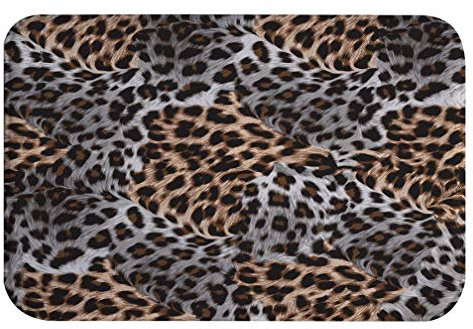 A.Monamour Badematten Badteppiche Badvorleger Brauner Und Weißer Leoparddruck Textur Abstrakt Weich Saugfähiger Flanell rutschfeste Unterlage rutschfeste Bodenteppichbereich Teppiche 40x120cm