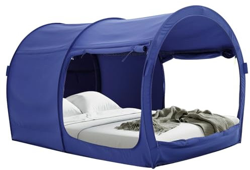 LEEDOR Bettzelt Traumzelte Betthimmel Unterschlupf Kabine Indoor Privatsphäre Warm Atmungsaktiv Pop Up Volle Größe für Kinder und Erwachsene zum Patent angemeldet Marineblau (Matratze Nicht im