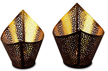 ROMINOX Geschenkartikel Teelichthalter mit Goldfolienauskleidung, Weihnachten, Grillparty, Valentinstag, Muttertag (Venezia (2er Set))