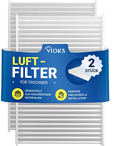 VIOKS 2 filtri 140 x 95 x 17 mm di ricambio per filtro dell'aria Pollen Bosch 00481723 per asciugatrice Bosch Siemens, essiccatori a pompa di calore