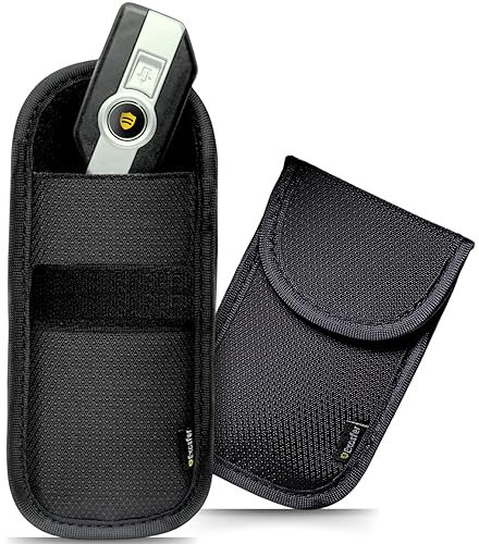 EXOSFER - Etui Anti RFID et Ondes pour Clé de Voiture - Pochette Cage de Faraday - Blocage Signal, Anti-Piratage, Antivol Auto, Protection Carte Bancaire NFC - Ripstop (2 pochettes Small)