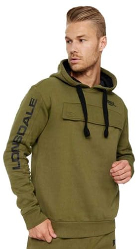 Lonsdale Herren Rushen Kapuzenpullover, Grün, M EU