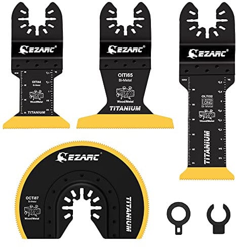 EZARC Kit di lame per sega oscillante in titanio 4 pezzi, lame multiutensile per taglio a tuffo per viti per chiodi e legno in metallo, universali a sgancio rapido per taglio a filo