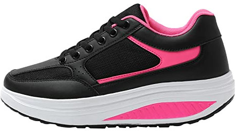JOMIX Scarpe Basculanti Donna Scarpe Dimagranti Fitness Camminata Passeggio Ginnastica Chiusura a Lacci SD1618 (03 Fuxia, 37)