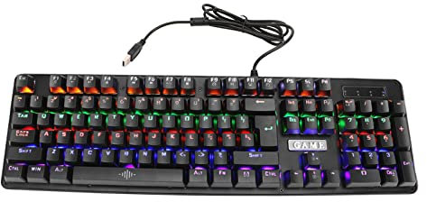 Mechanische Tastatur, K30 RGB Mechanische Gaming-Tastatur 104 Tasten LED-hintergrundbeleuchtete Kabelgebundene Tastatur für PC-Computerspiele, Mechanischer Blauer Schalter, Plug-and-Play, DC 5V