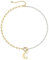 TINGN Gold Perlen Kette mit Buchstaben, 14K Vergoldet Büroklammer Gliederkette Halskette Choker Kette Halskette Perle Ketten Anhänger Initialen Halskette Damen Schmuck Geschenke Verstellbar (C)