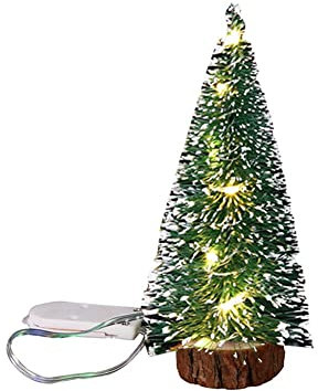 Miniature Christmas Tree, Mini Christmas Tree Tabletop Trees, Mini Bottle Brush Trees Miniture Snowing Pine trees with Wooden Bases for Xmas Home Decor