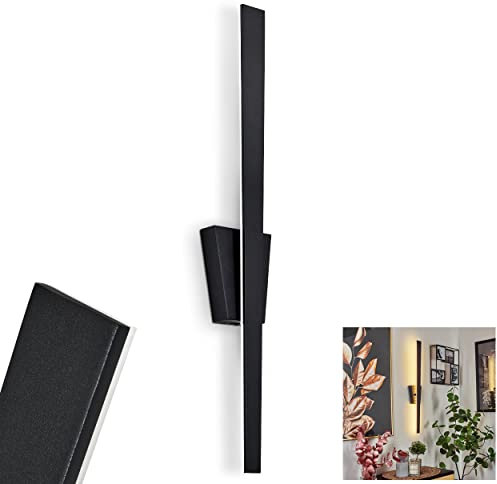 HOFSTEIN LED Wandleuchte Meels, moderne Wandlampe aus Metall/Kunststoff in Schwarz/Weiß, 480 Lumen, 3000 Kelvin, 1 x LED 6 Watt (inkl.), länglicher Wandspot mit An-/Ausschalter und Lichteffekt